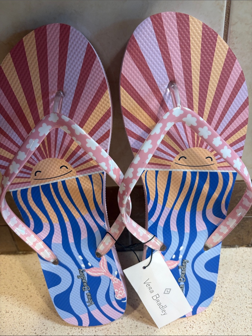 Vera Bradley NWT Aloha Blooms Flip Flops Sz 9-10